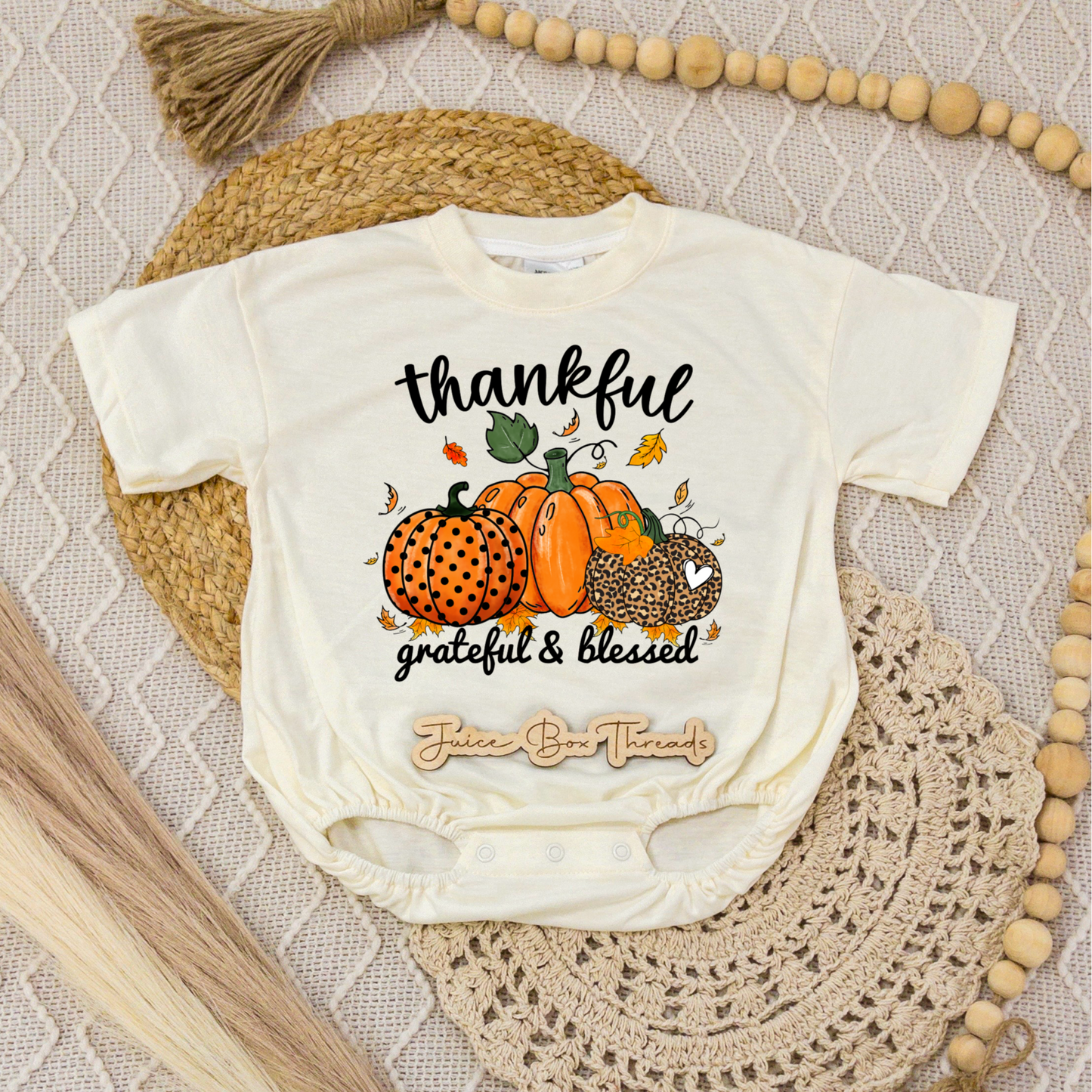 Thankful Grateful and Blessed Romper/Tee