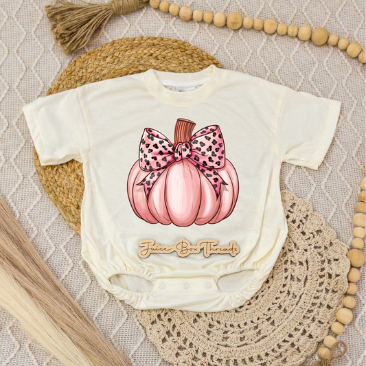 Pink Pumpkin Bow Romper/Tee