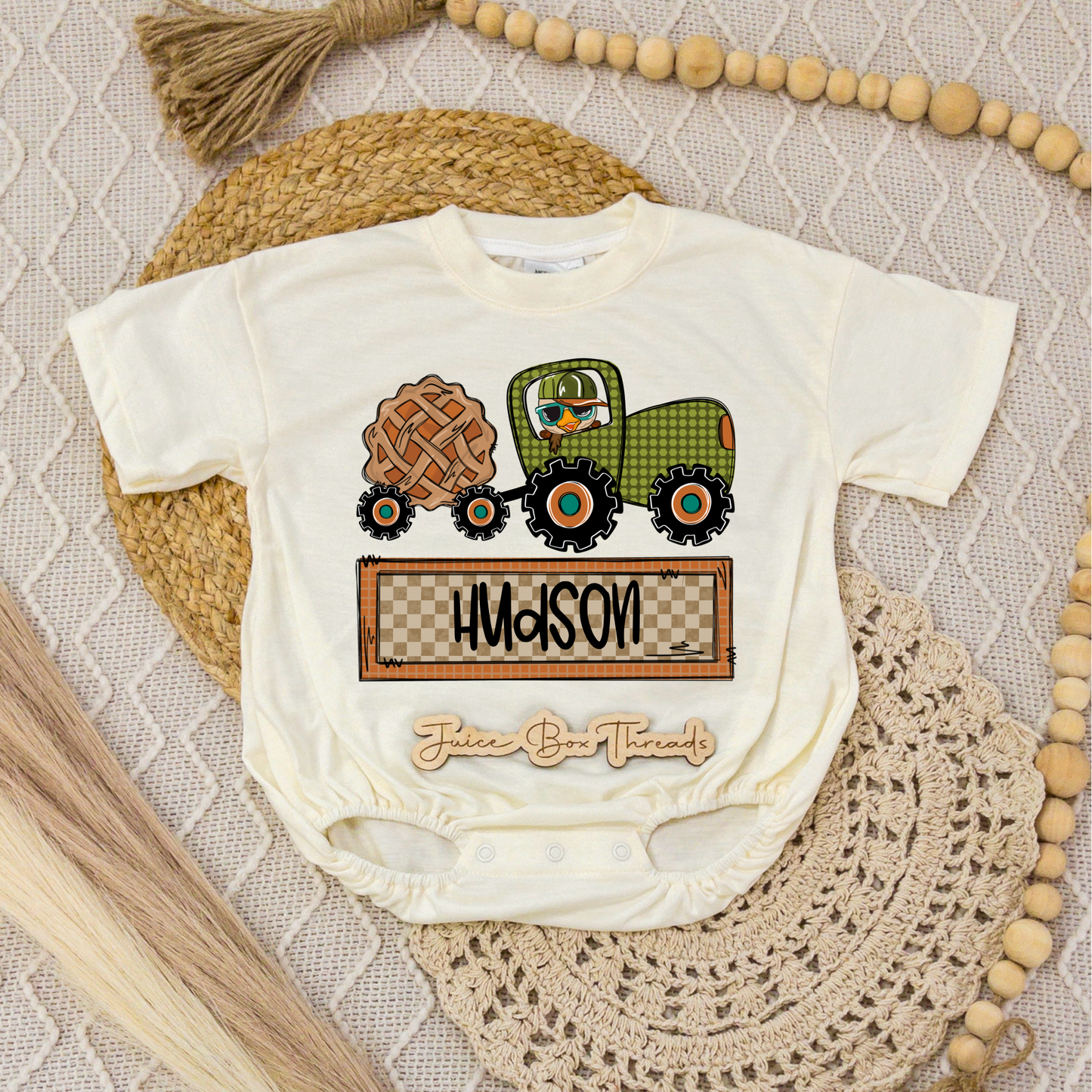 Boy Pie Tractor Name Romper/Tee