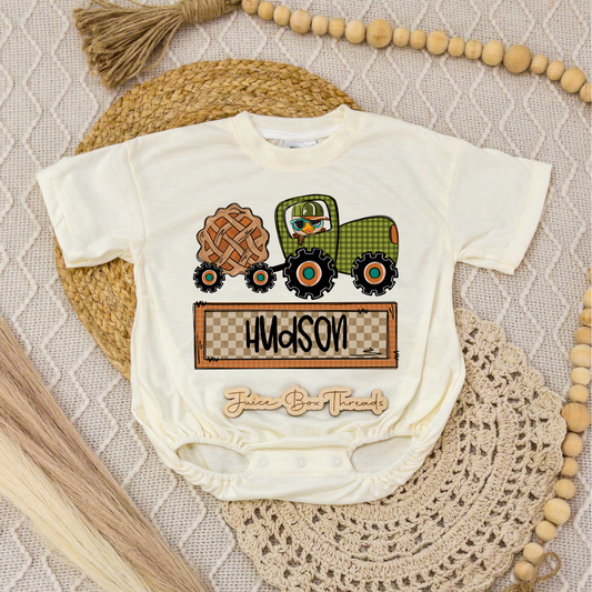 Boy Pie Tractor Name Romper/Tee