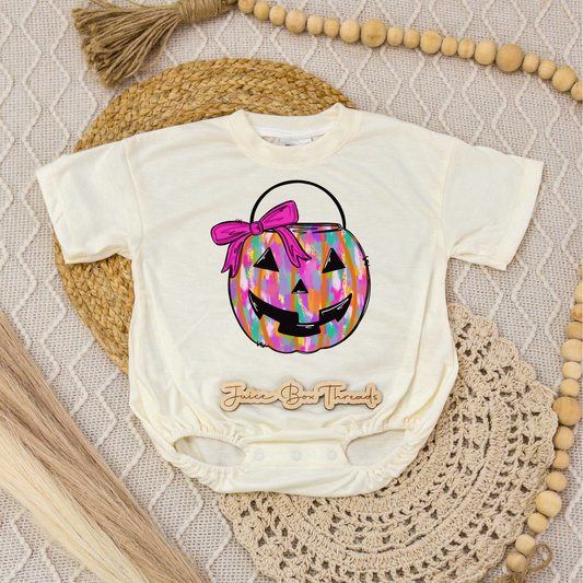 Girl Pumpkin Bucket Romper/Tee