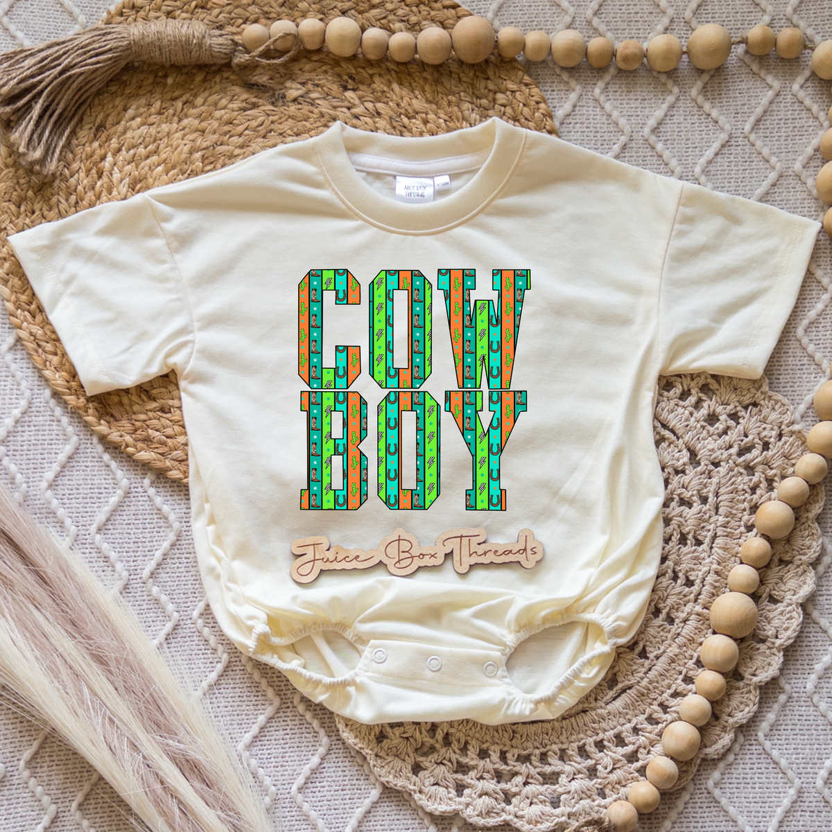 Cowboy Aztec Neon Romper/Tee