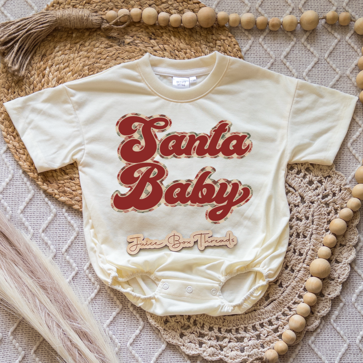 Santa Baby Gingham Romper/Tee