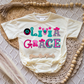 Western Name Pink and Turquoise Romper/Tee