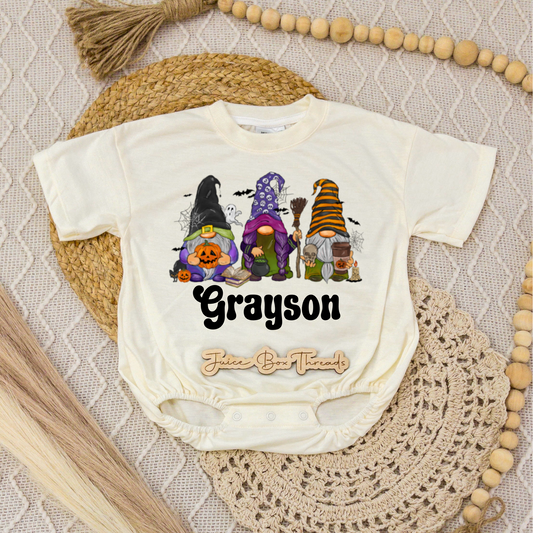 Halloween Gnome Name Romper/Tee