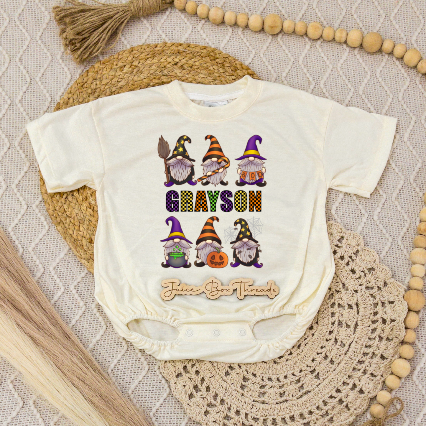 Halloween Gnome Name Romper/Tee