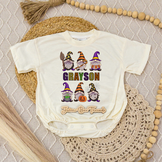 Halloween Gnome Name Romper/Tee