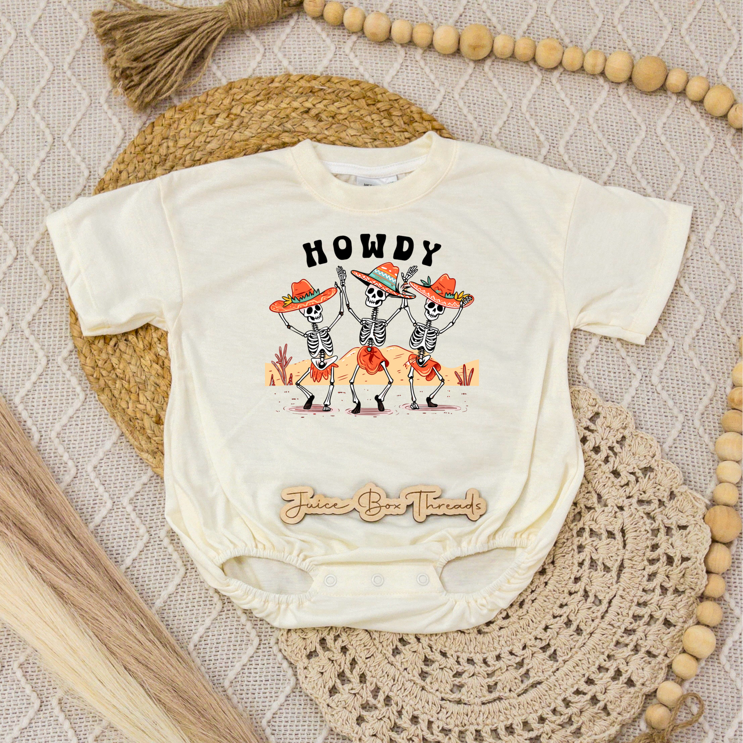 Howdy Skeletons Romper/Tee