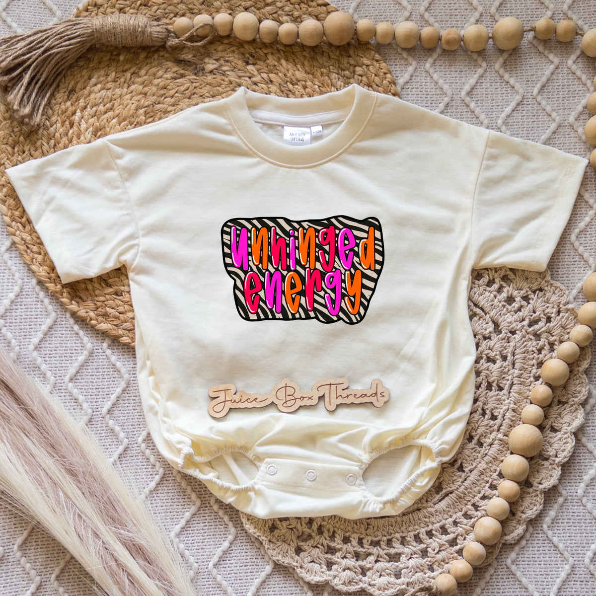 Unhinged Energy Zebra Neon Romper/Tee