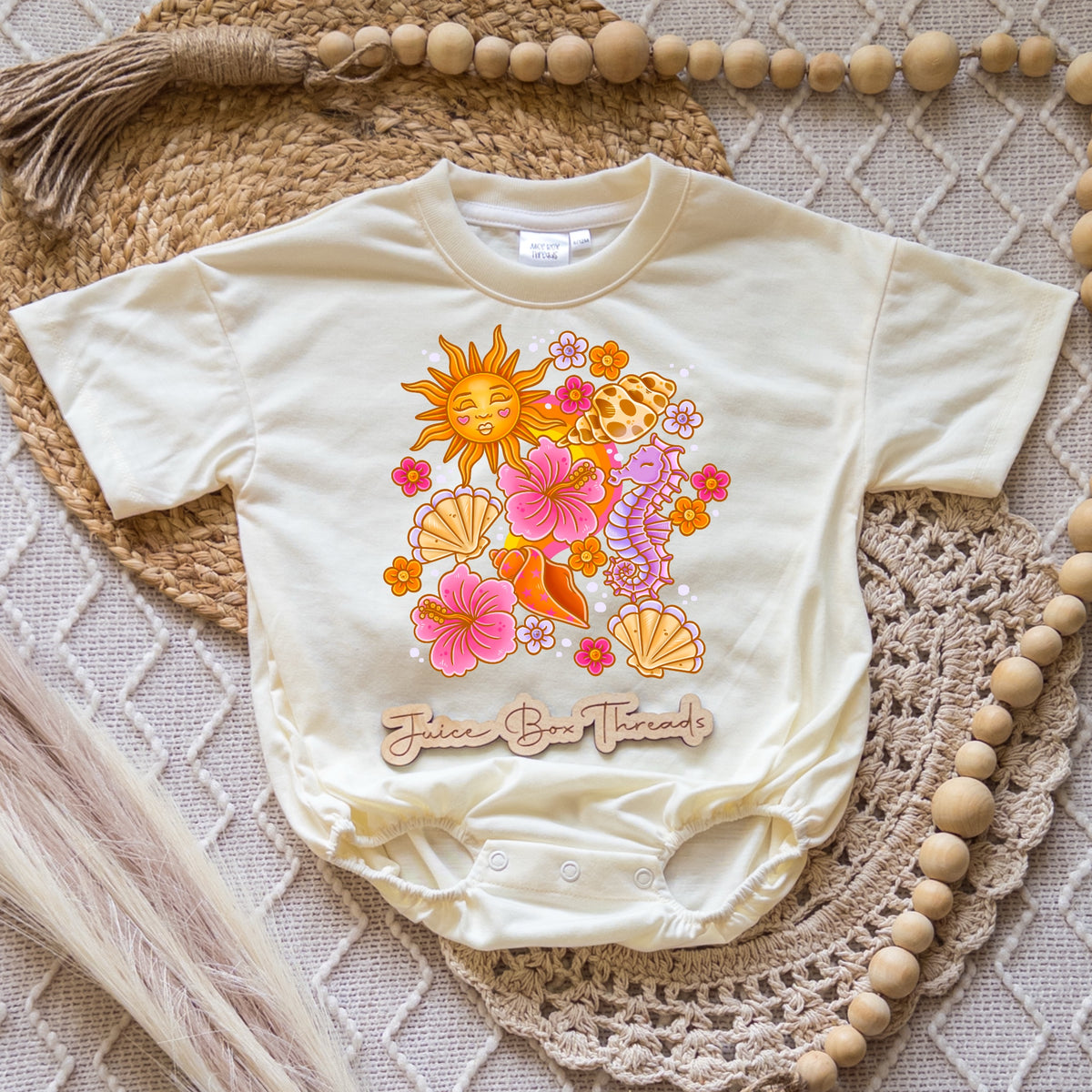 Sunshine and Seahorses Neon Romper/Tee
