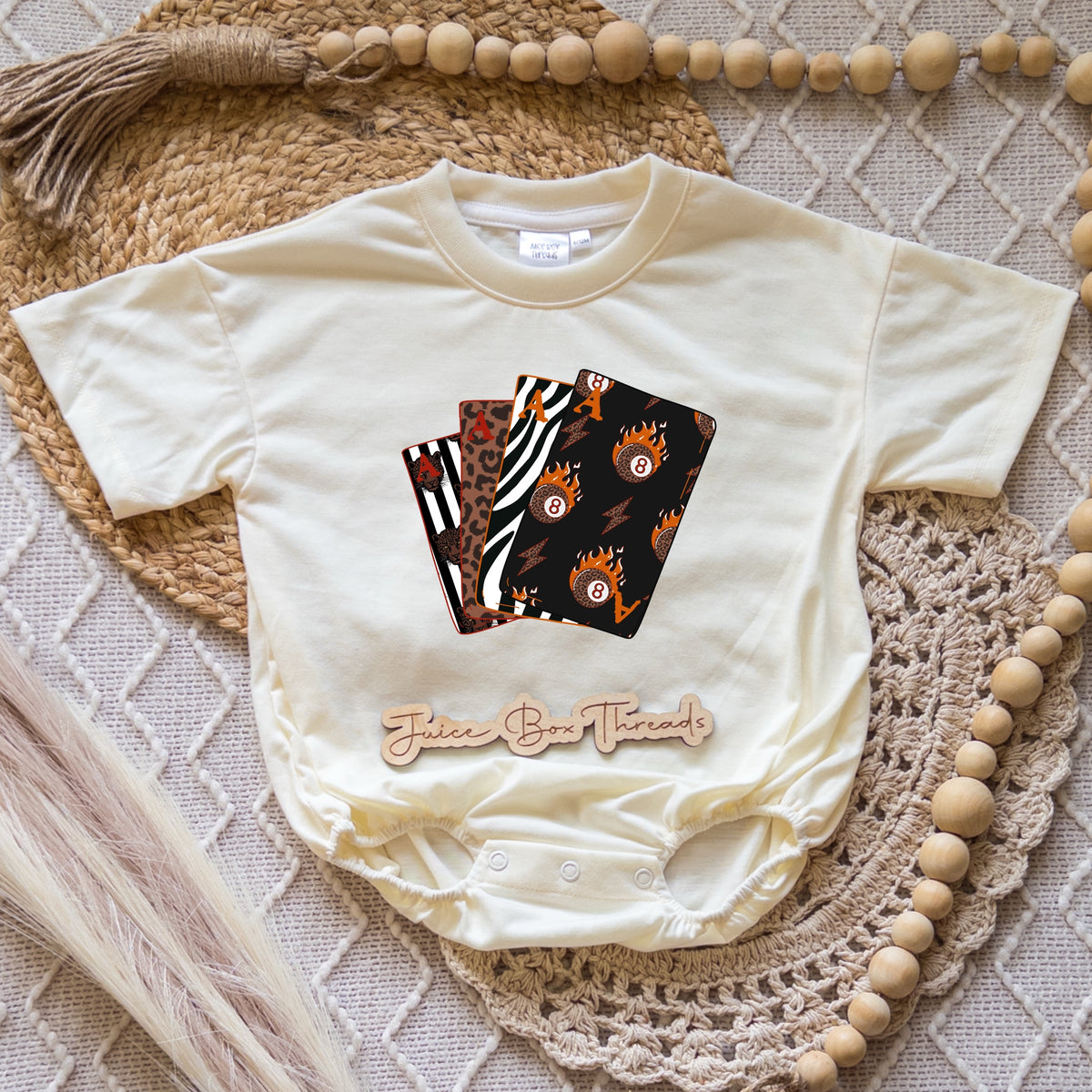 Leopard Zebra Playing Cards Romper/Tee