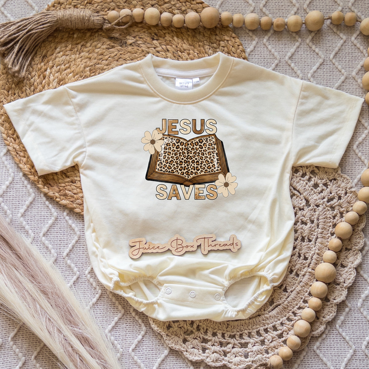 Jesus Saves Leopard Bible Romper/Tee