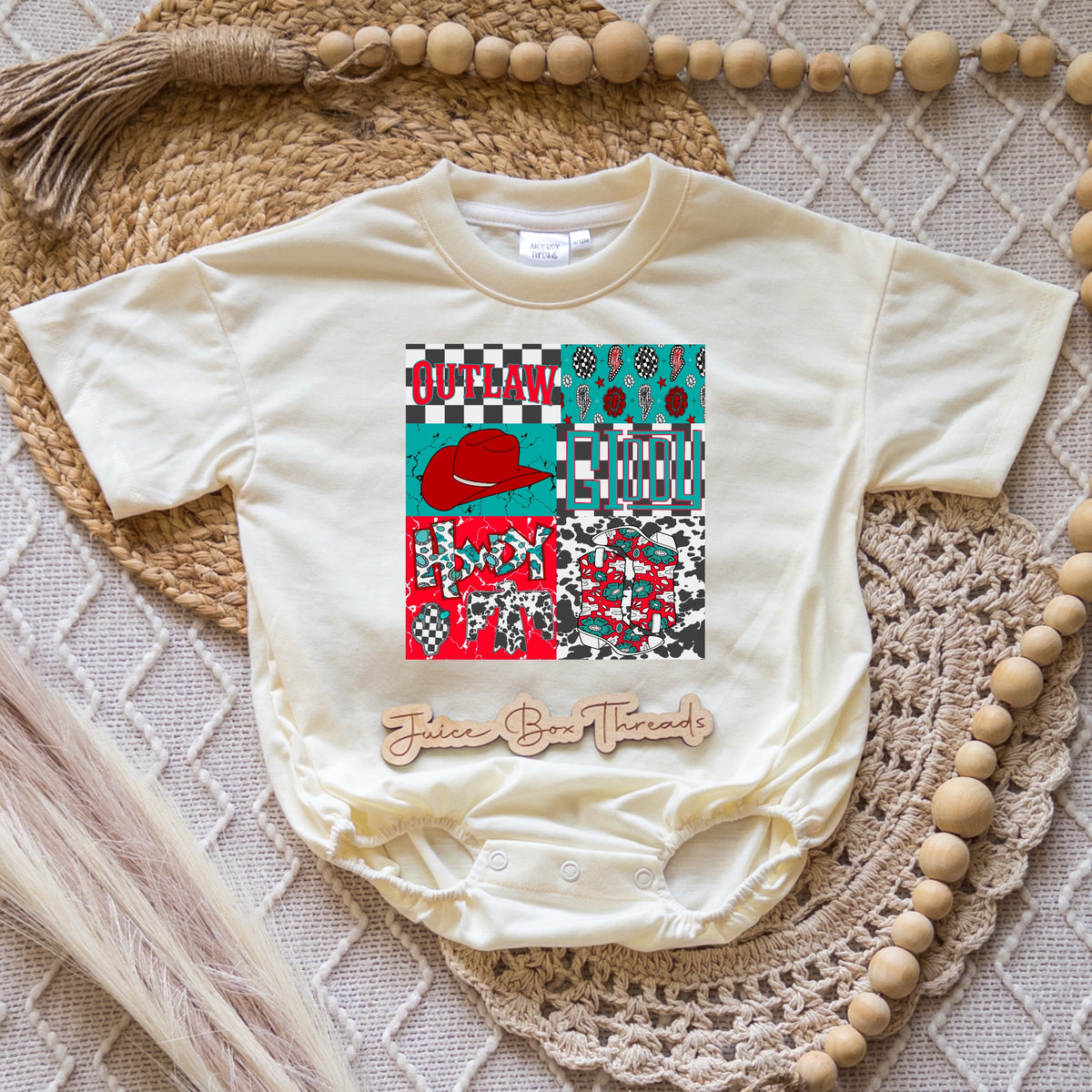 Outlaw Collage Boy Romper/Tee