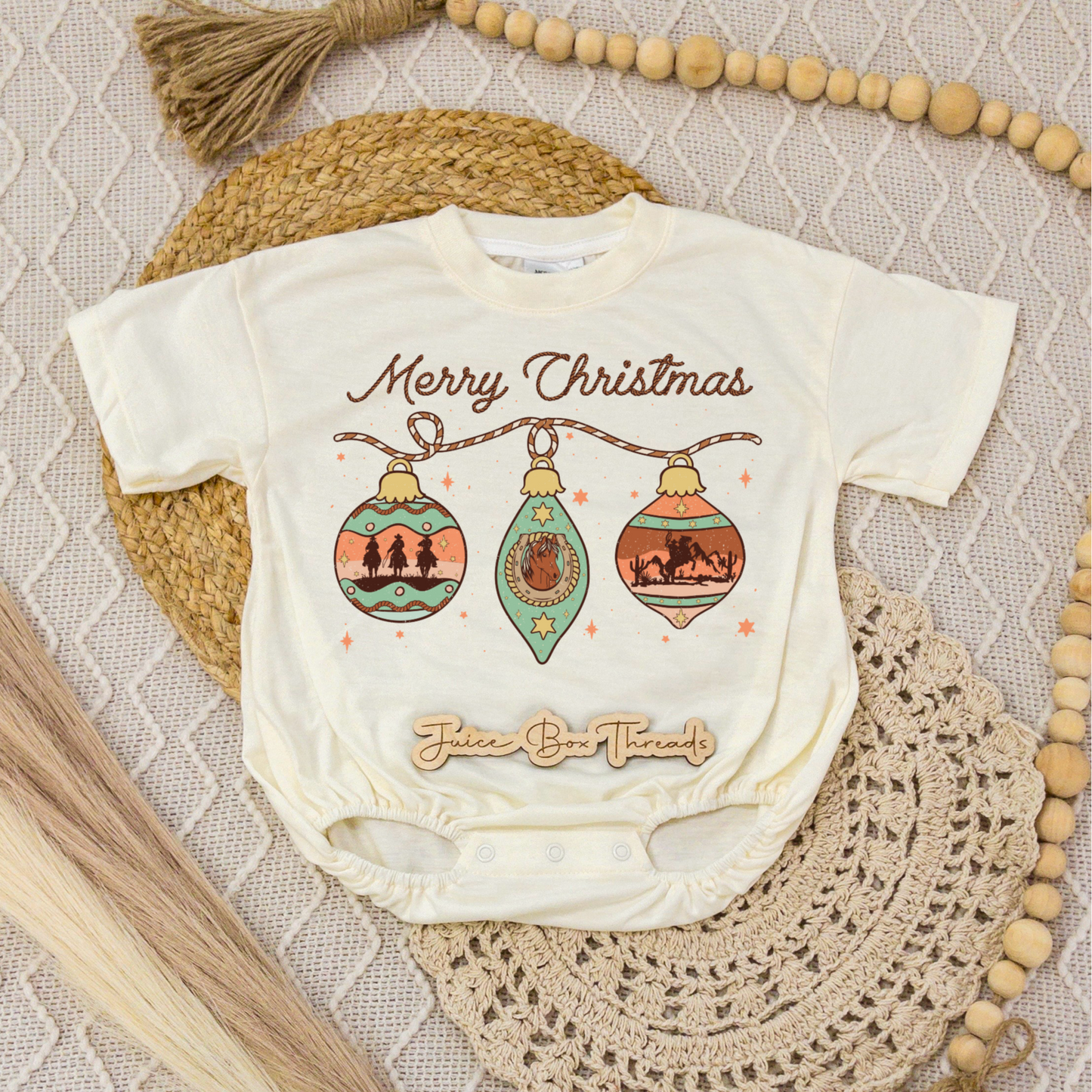 Merry Christmas Western Romper/Tee