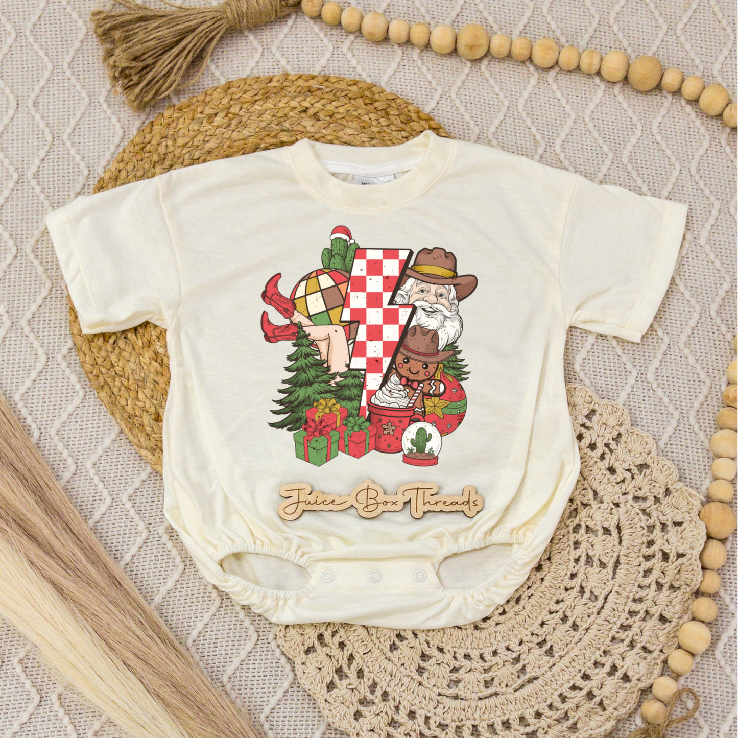 Retro Girl Christmas Collage Romper/Tee