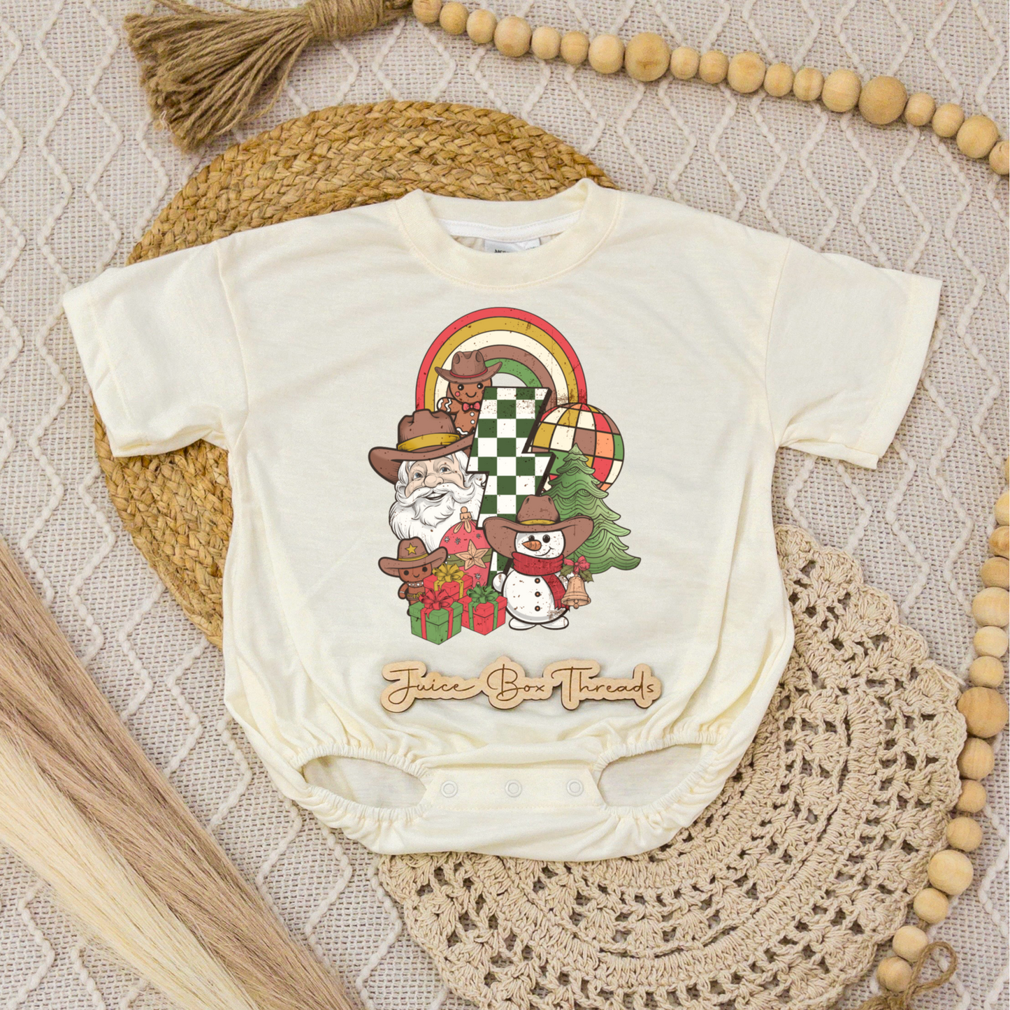 Retro Boy Santa Collage Romper/Tee