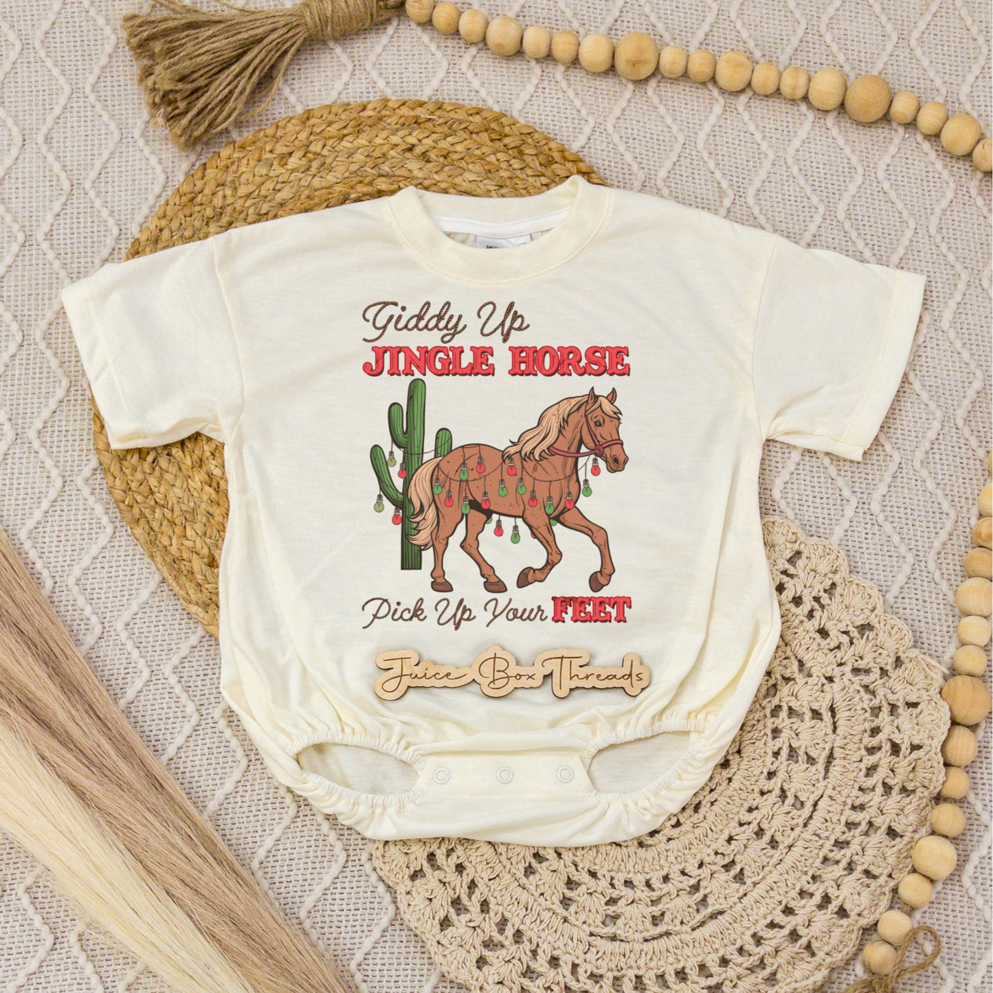 Giddy Up Jingle Horse Romper/Tee