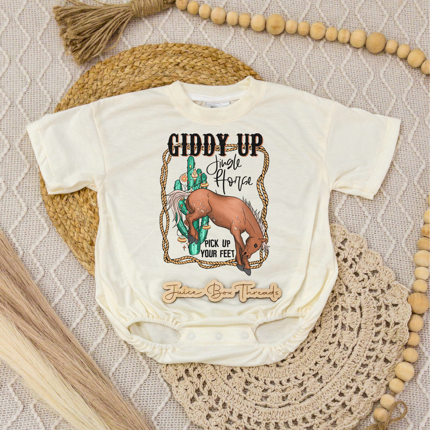 Giddy Up Jingle Horse Romper/Tee