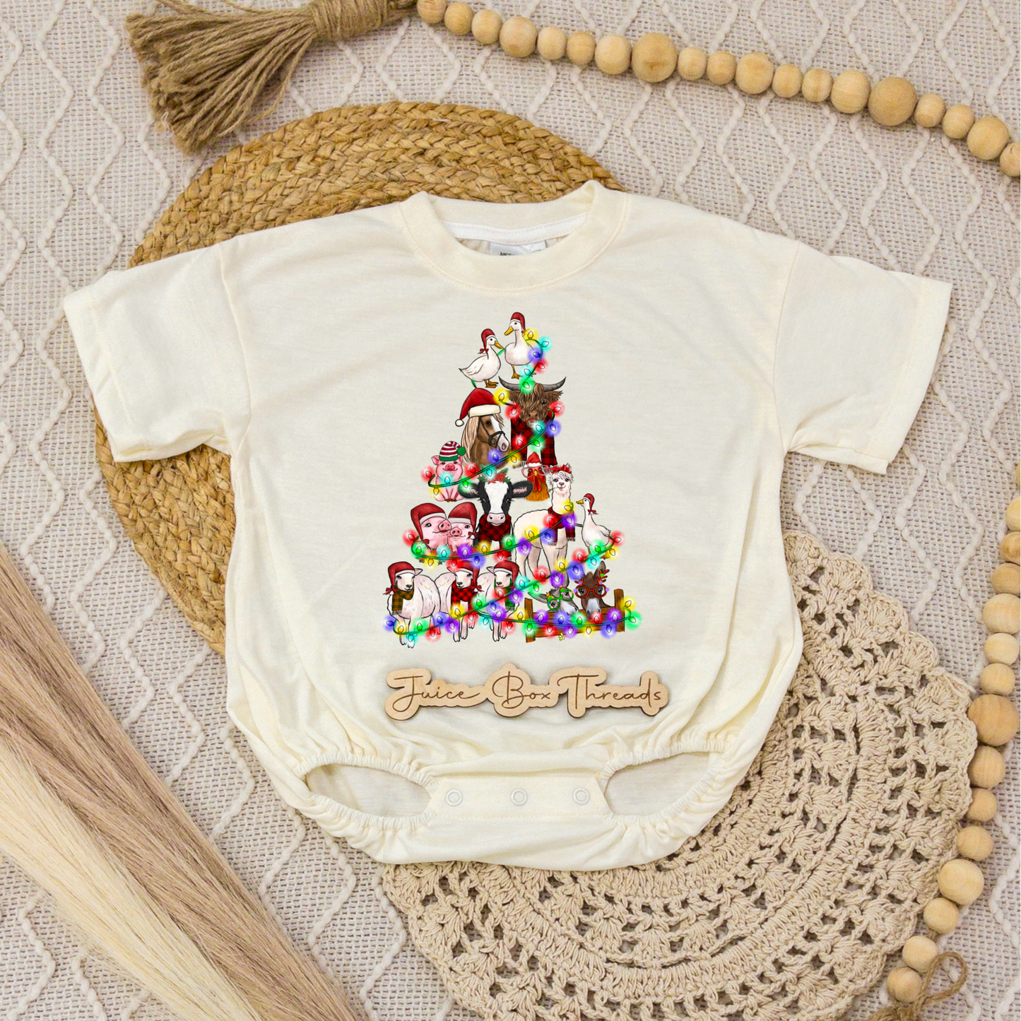 Farm Animals Christmas Tree Romper/Tee