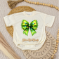 Green Fur Christmas Bow Romper/Tee