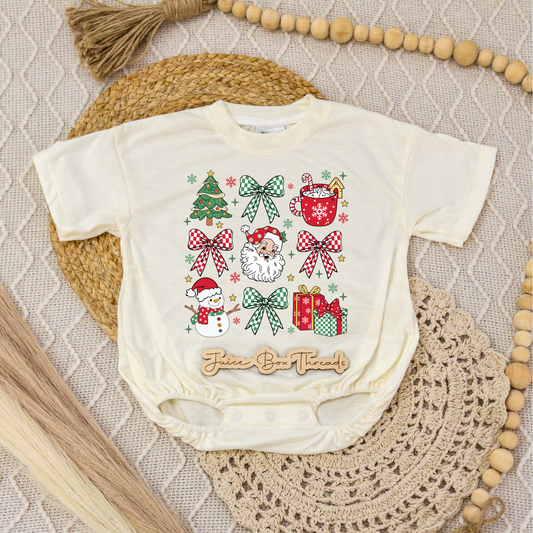 Christmas Collage Bows Romper/Tee