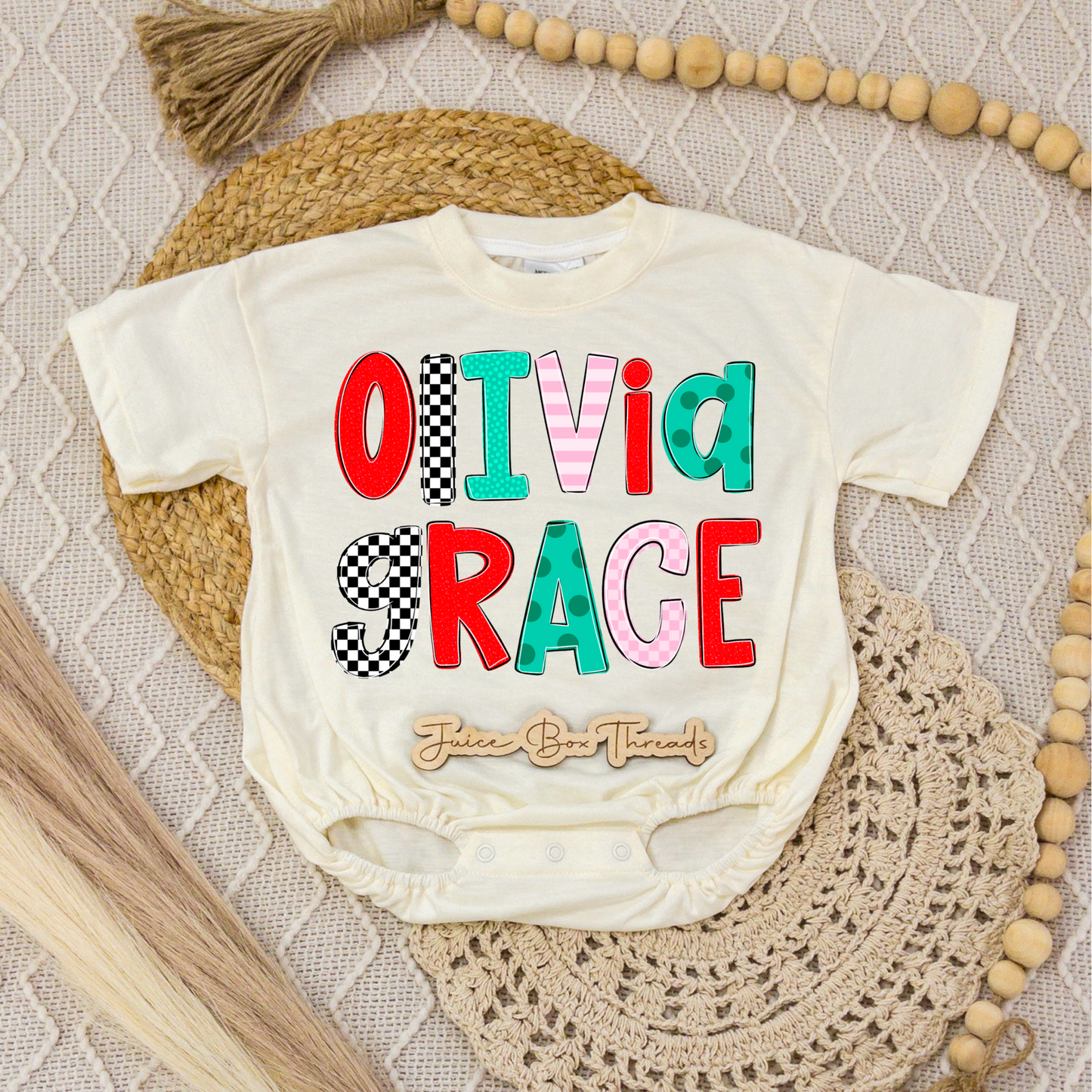 Preppy Christmas Name Romper/Tee