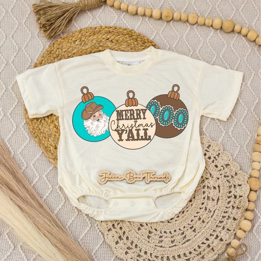 Merry Christmas Y'all Western Romper/Tee