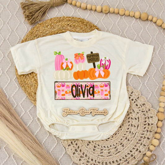Girl Pumpkin Patch Name Romper/Tee