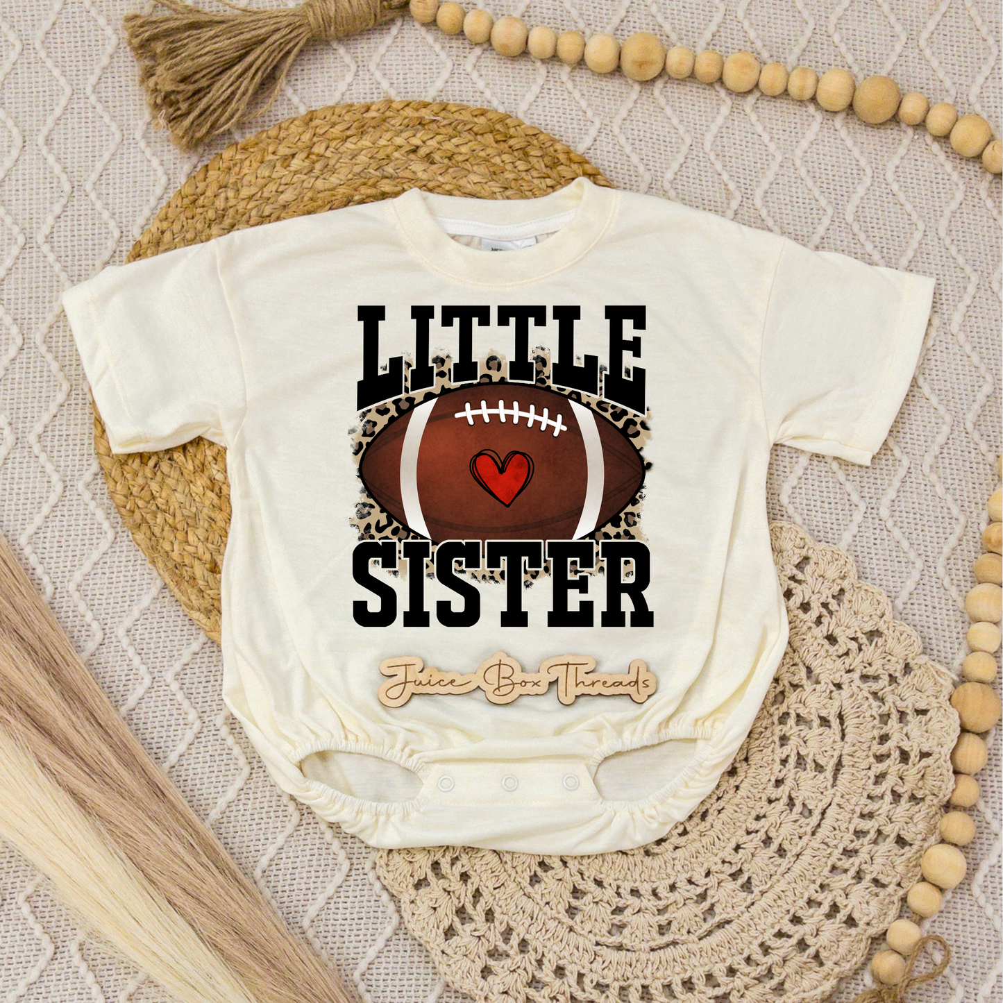Little Sister Football Romper/Tee