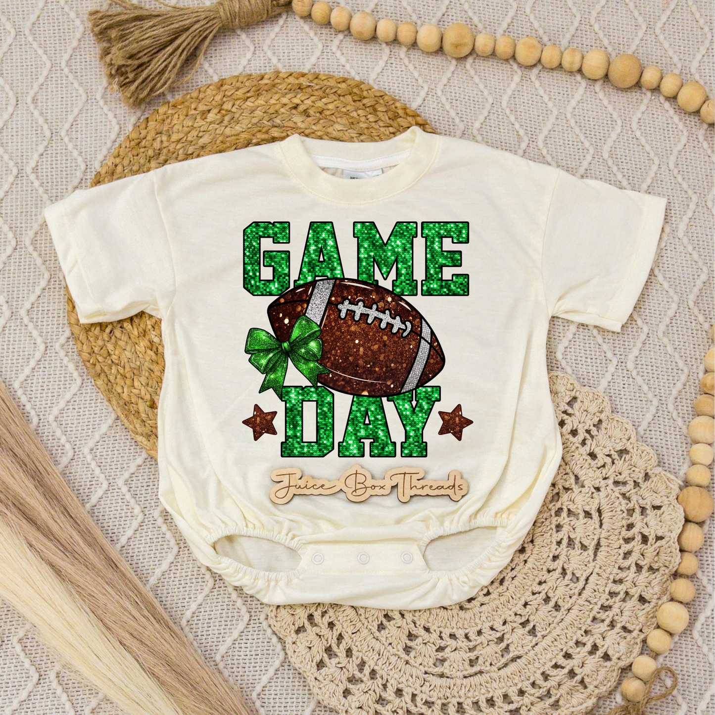 Green Game Day Romper/Tee